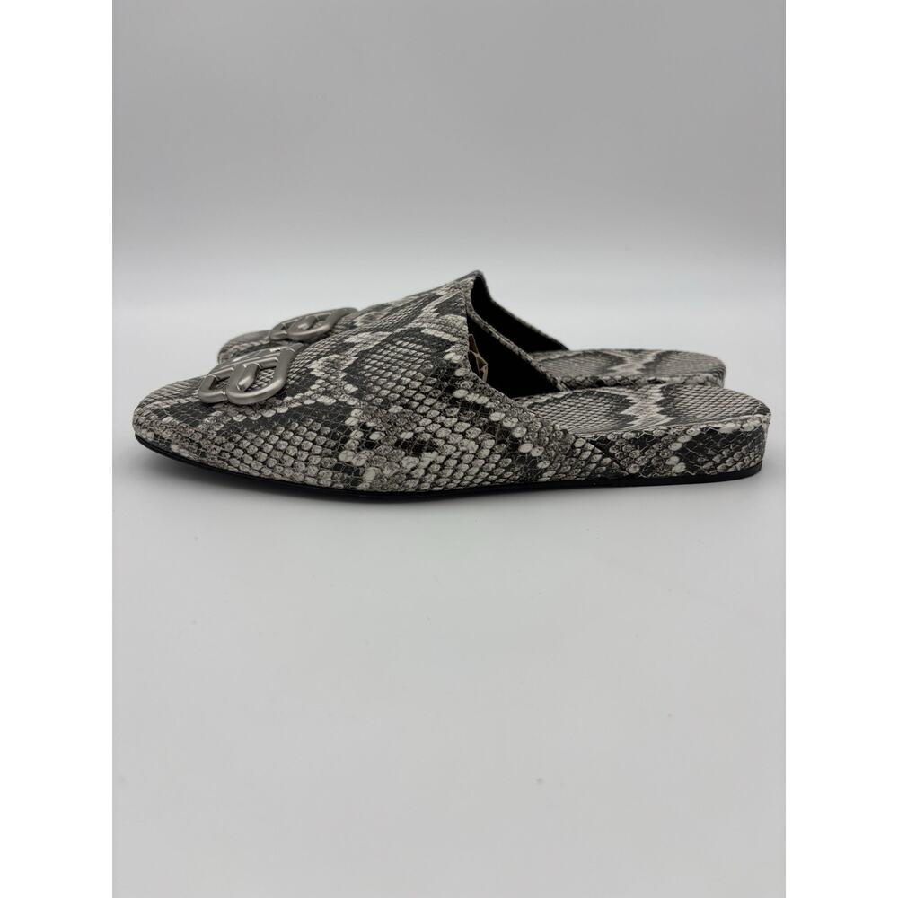 Balenciaga Cosy BB Mules Snake Grey Cream Size 37 / 7 Square Toe Luxury Logo - Picture 5 of 15